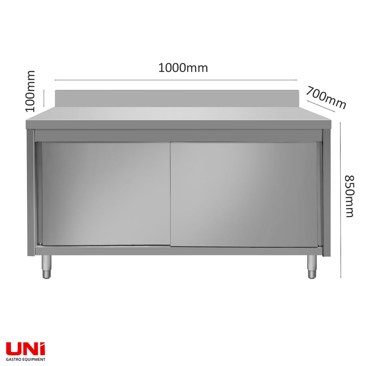 40527 Armadietto da lavoro in acciaio inox, con supporto, 100 x 70