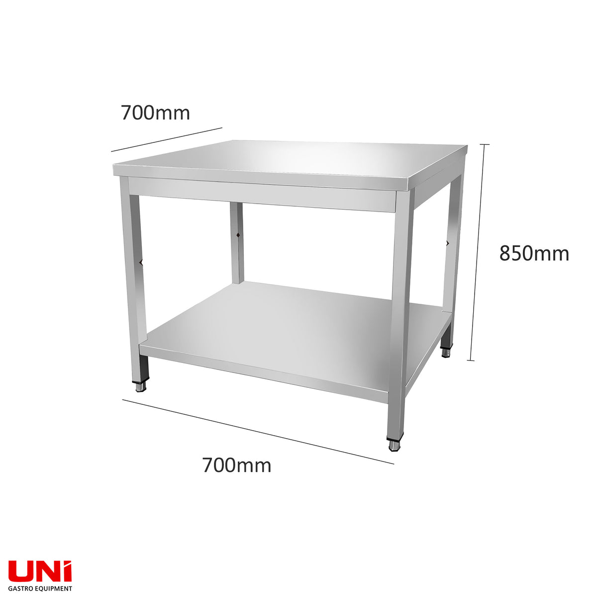 40272 Tavolo da lavoro in acciaio inox, 70 x 70