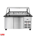 40353 Banco SNACK-Line a bagnomaria 4x GN1/1, Granit Star Galaxy nero, 153x82x85,5 Sovrastruttura in vetro trasparente con appunti, H=496mm