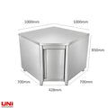 40332 Armadio da lavoro in acciaio inox, modulo angolare profondita 700 mm