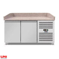 40098 Banco frigo per pizza, granito rosa-grigio, 2 porte, 151 x 80