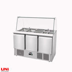 41045 Saladette 3 porte, sovrastruttura in vetro curvo 137 x 70, vetro trasparente