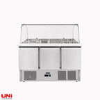 41045 Saladette 3 porte, sovrastruttura in vetro curvo 137 x 70, vetro trasparente