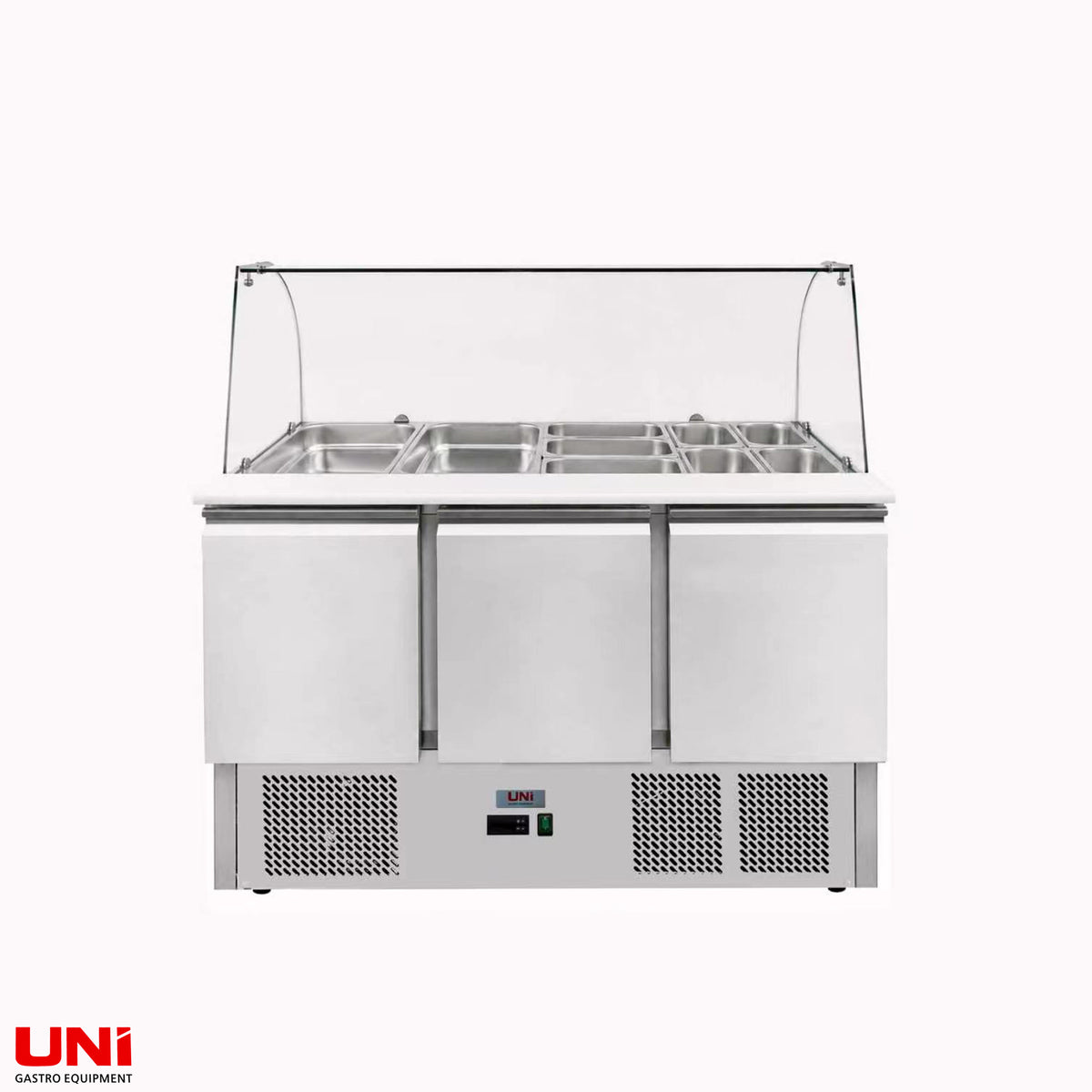 41045 Saladette 3 porte, sovrastruttura in vetro curvo 137 x 70, vetro trasparente