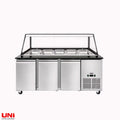 41067 SNACK-Line, banco frigo, 5x GN1/1, granito Star Galaxy nero, 188x82x85,5 sovrastruttura in vetro trasparente bordo nero, senza ripiano H=396mm