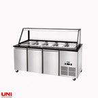 41067 SNACK-Line, banco frigo, 5x GN1/1, granito Star Galaxy nero, 188x82x85,5 sovrastruttura in vetro trasparente bordo nero, senza ripiano H=396mm