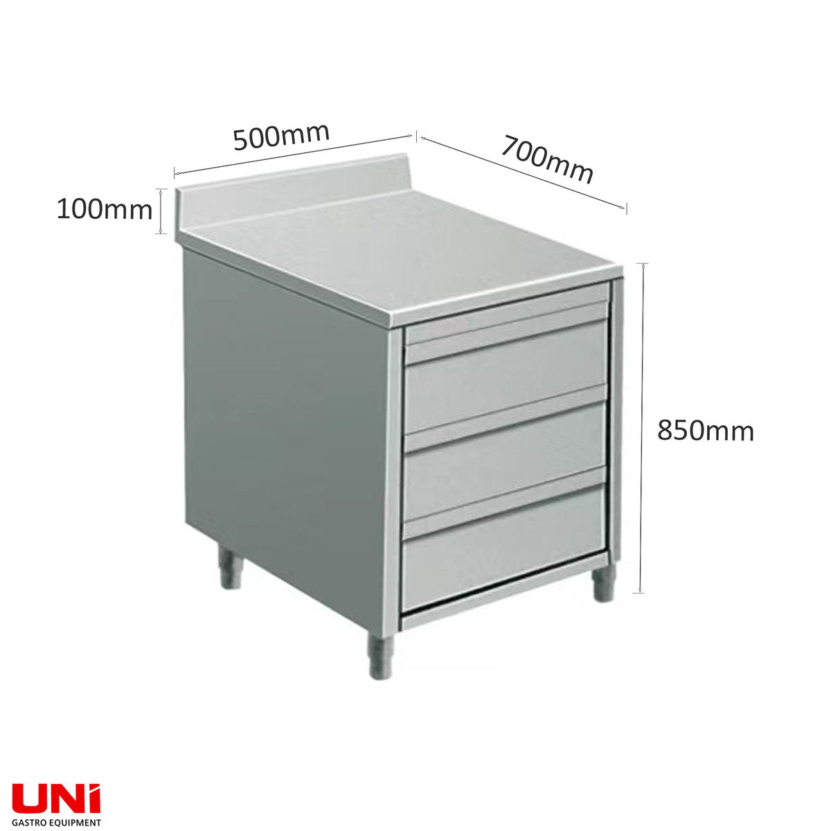40326 Armadietto da lavoro in acciaio inox, con supporto, 50 x 70