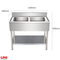 40707 Lavello in acciaio inox, due vasche al centro, 120 x 60