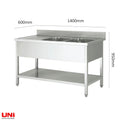 40716 Lavello in acciaio inox, due vasche a destra, 140 x 60