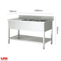 40720 Lavello in acciaio inox, due vasche a destra, 140 x 70