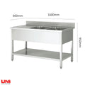 40787 Lavello in acciaio inox, due vasche a destra, 160 x 60