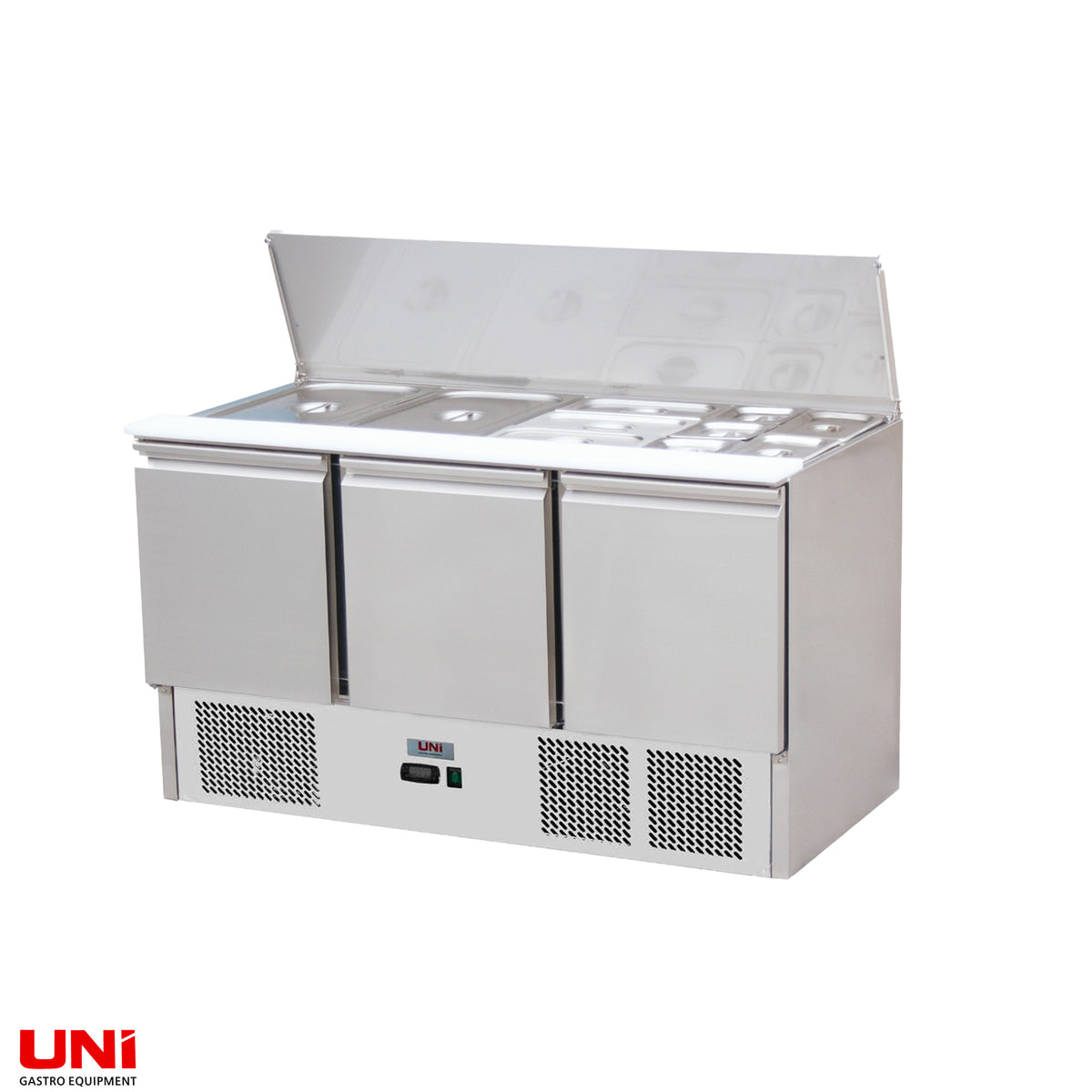 40040 Saladette 3 porte, capacita 260 l, 137 x 70, con coperchio scorrevole