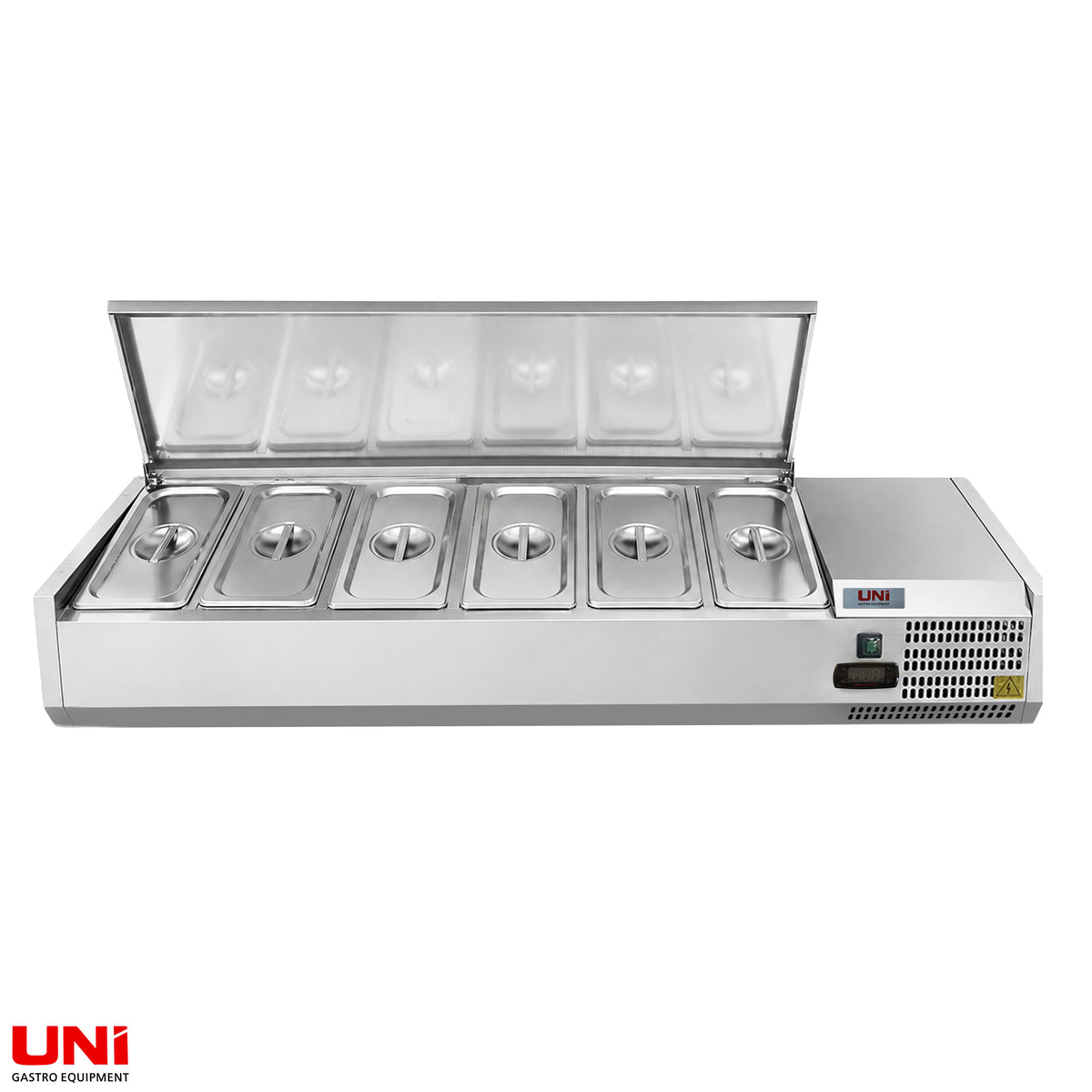 40085 Vetrina refrigerata GN 1/3, 150 x 40, coperchio in acciaio inox