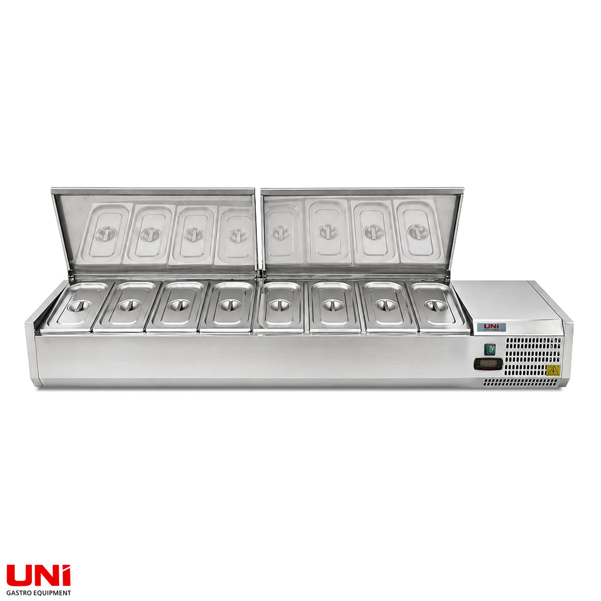 40089 Vetrina refrigerata GN 1/3, 180 x 40, coperchio in acciaio inox