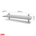 40214 Scaffale a parete, acciaio inox rinforzato, 1 ripiano, 140x30